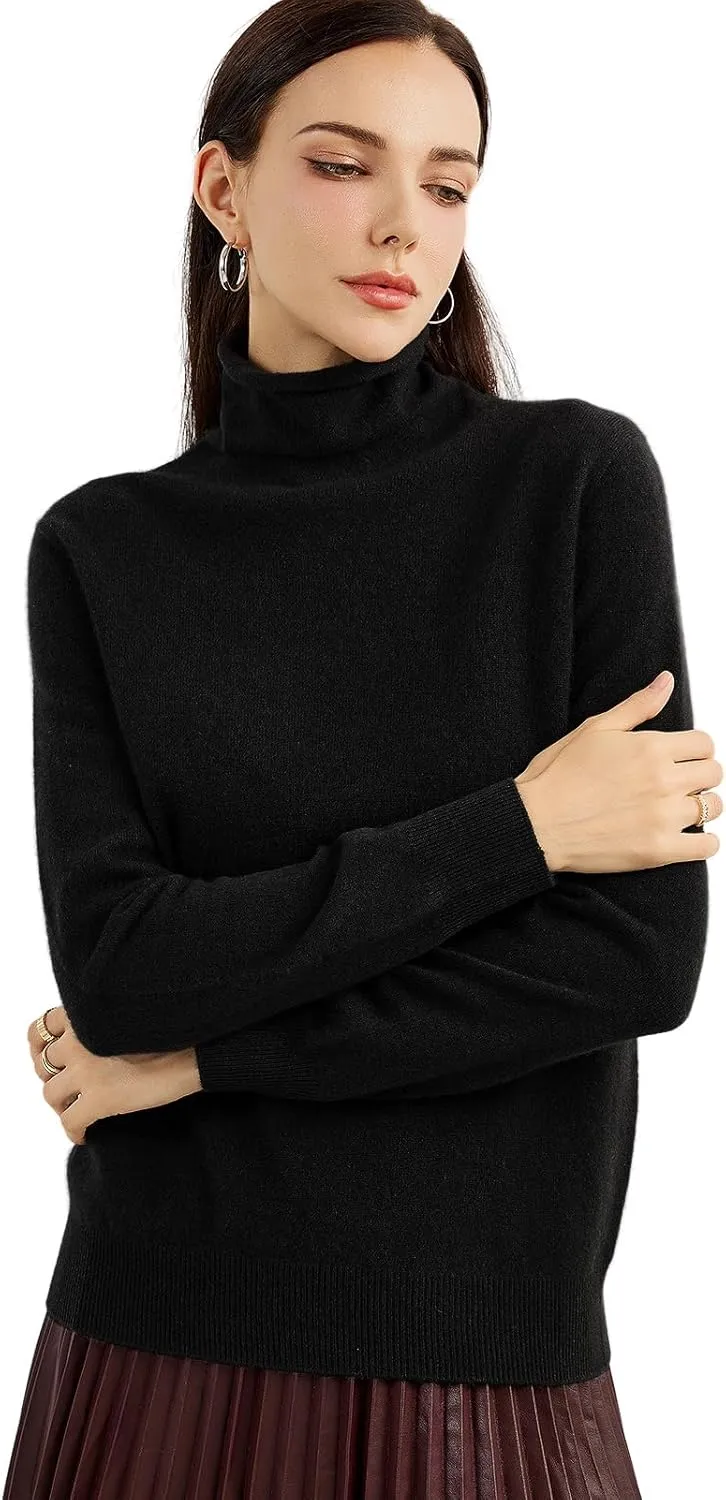 100% Pure Cashmere Women's Sweater Turtleneck Long Sleeve Warm Soft 2025 Fall Winter Knit Pullover