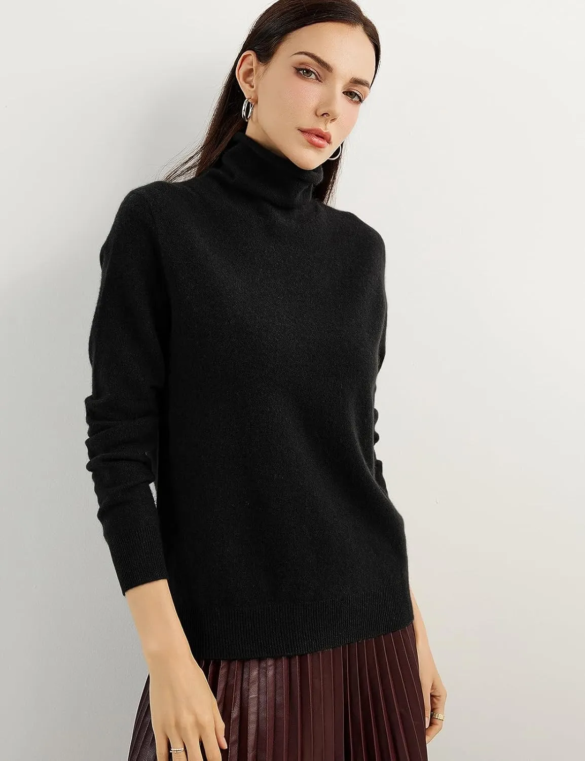 100% Pure Cashmere Women's Sweater Turtleneck Long Sleeve Warm Soft 2025 Fall Winter Knit Pullover