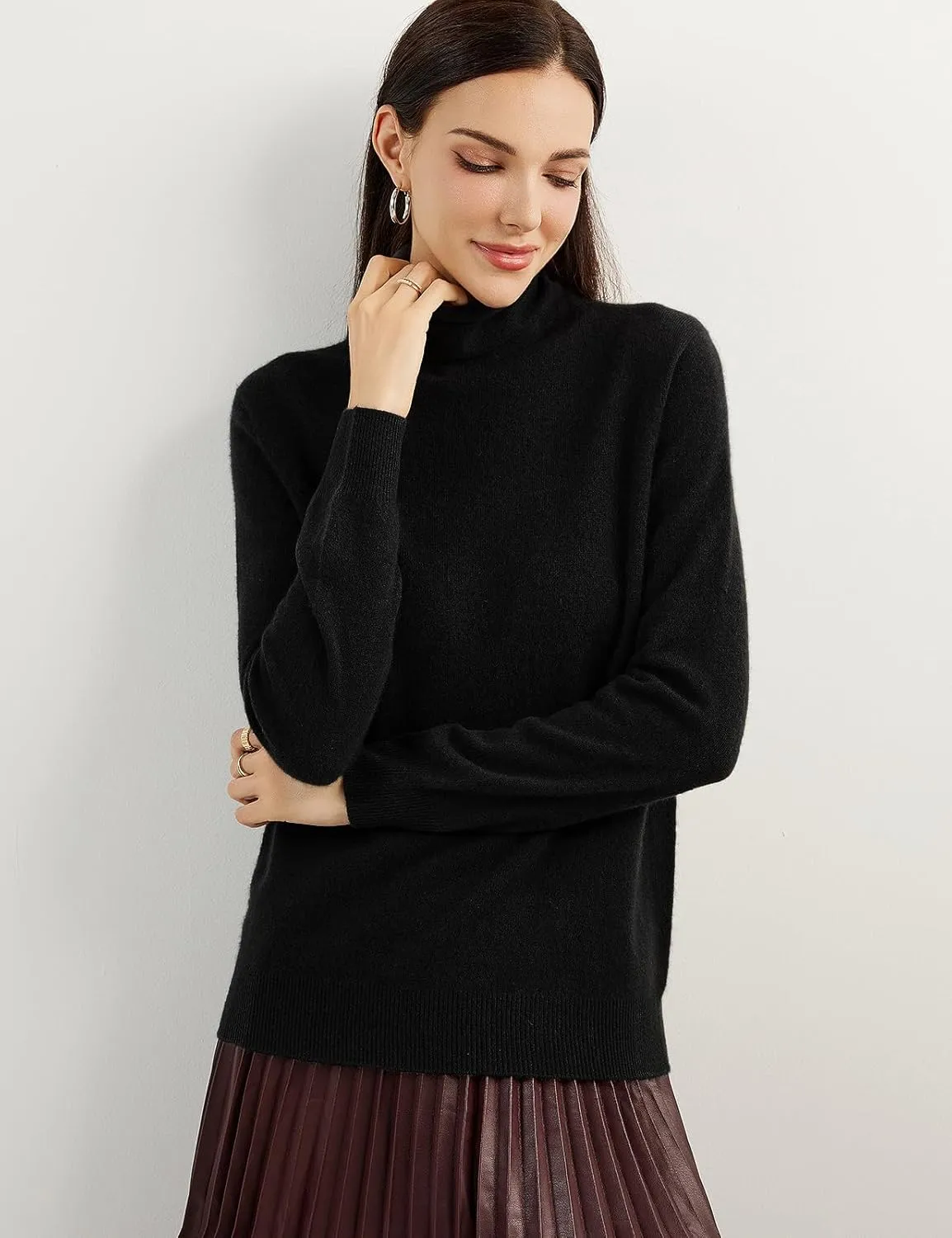 100% Pure Cashmere Women's Sweater Turtleneck Long Sleeve Warm Soft 2025 Fall Winter Knit Pullover