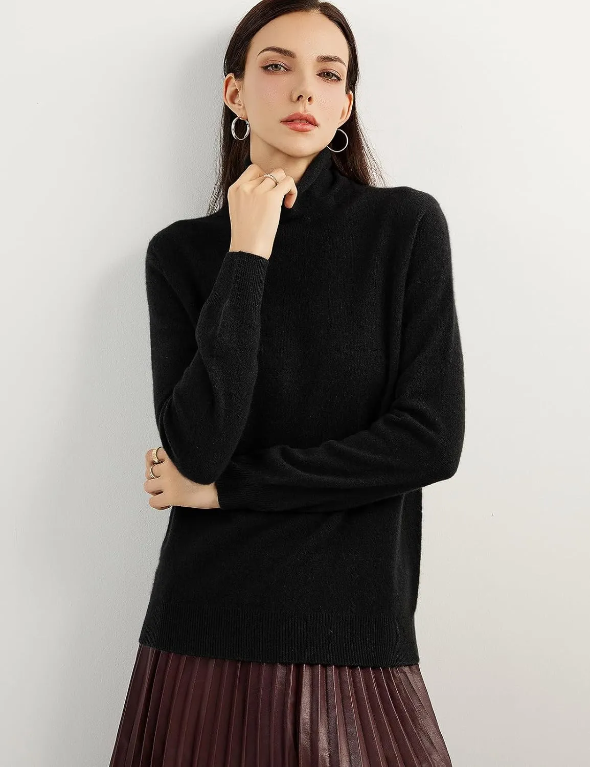 100% Pure Cashmere Women's Sweater Turtleneck Long Sleeve Warm Soft 2025 Fall Winter Knit Pullover