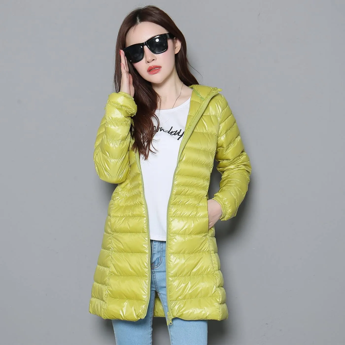 Autumn Winter Women Ultra Light Duck Down Jacket Hooded Long Puffer Down Coat Windproof Outerwear Parkas