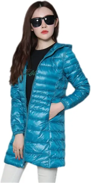 Autumn Winter Women Ultra Light Duck Down Jacket Hooded Long Puffer Down Coat Windproof Outerwear Parkas