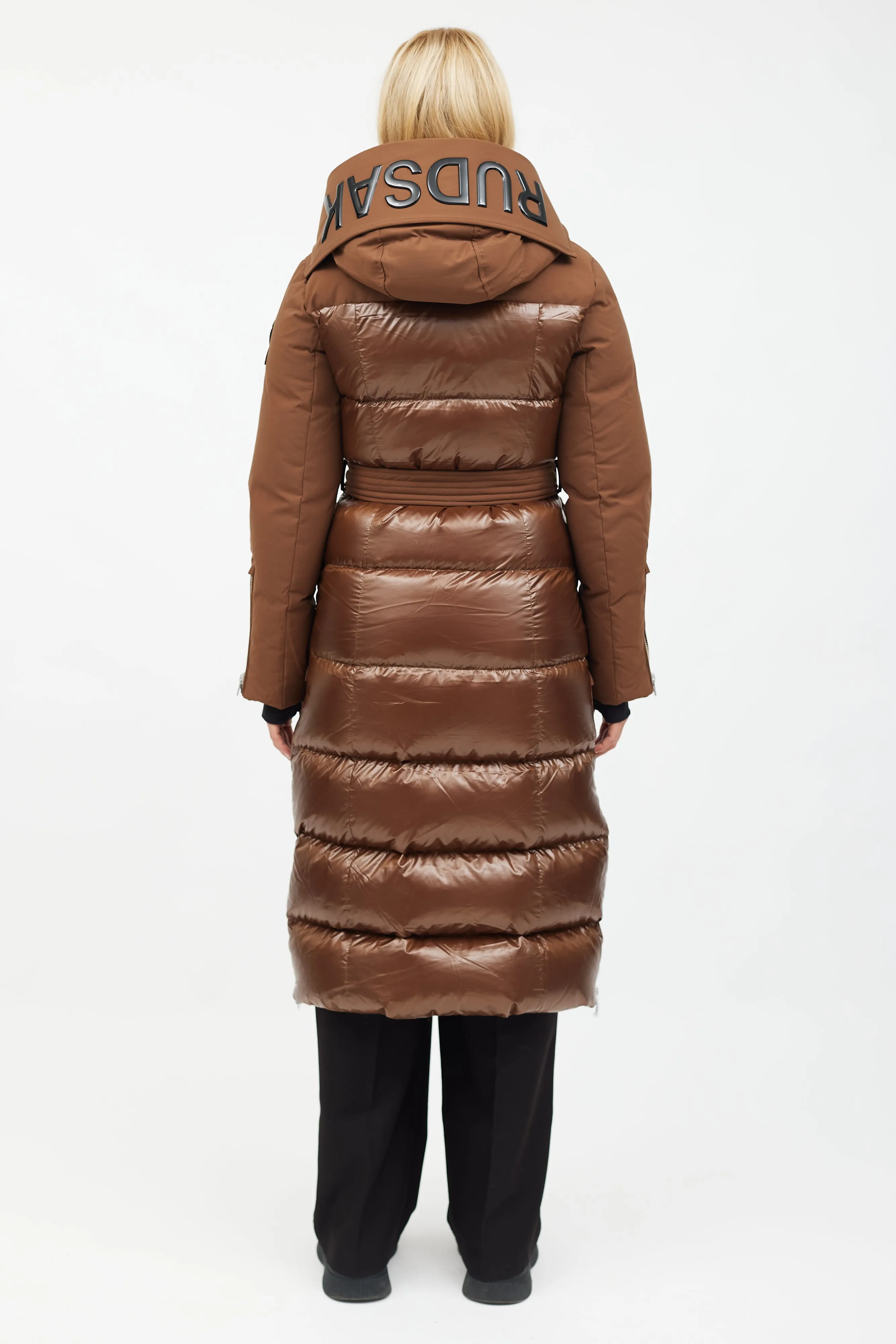 Brown Belted Long Puffer