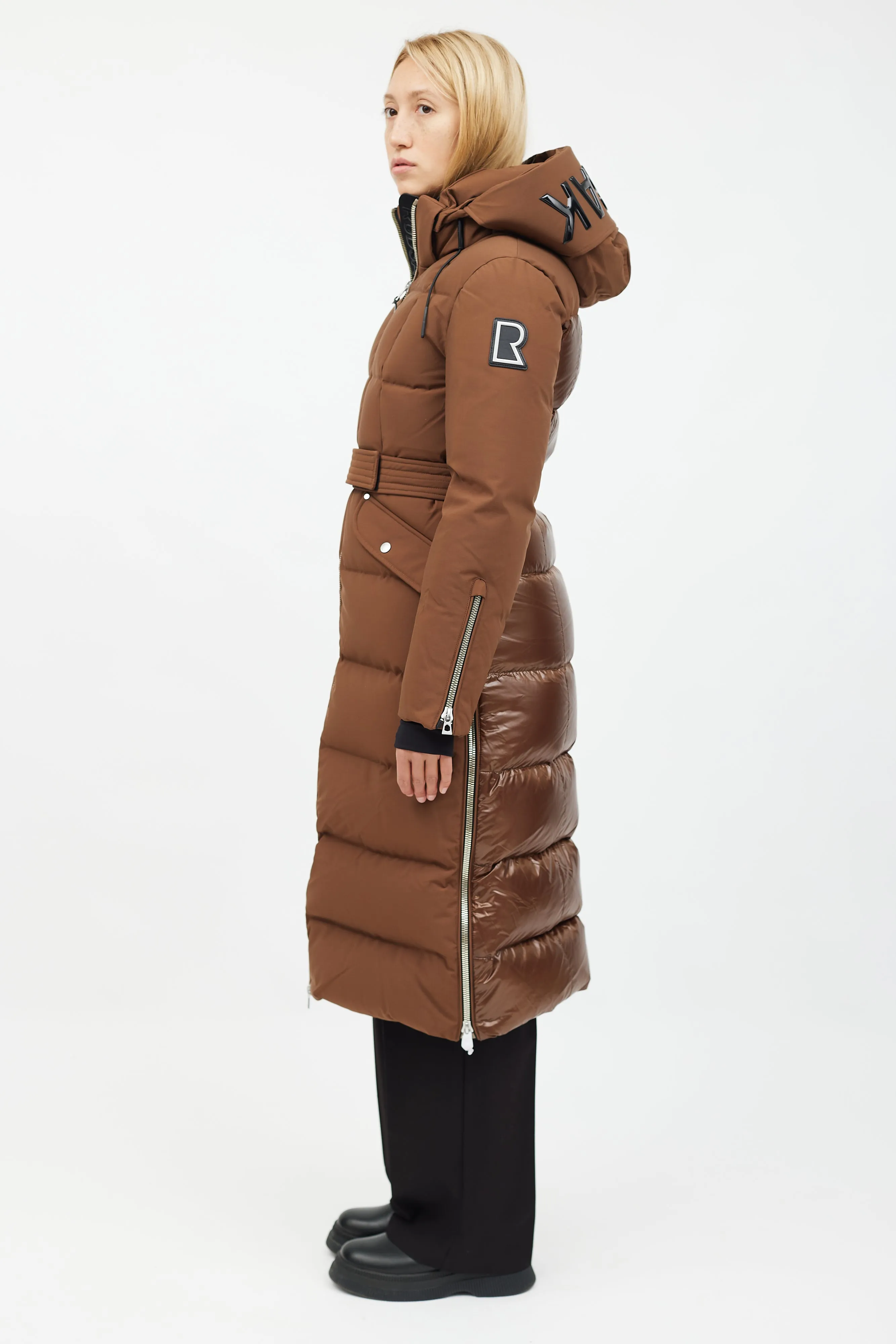 Brown Belted Long Puffer