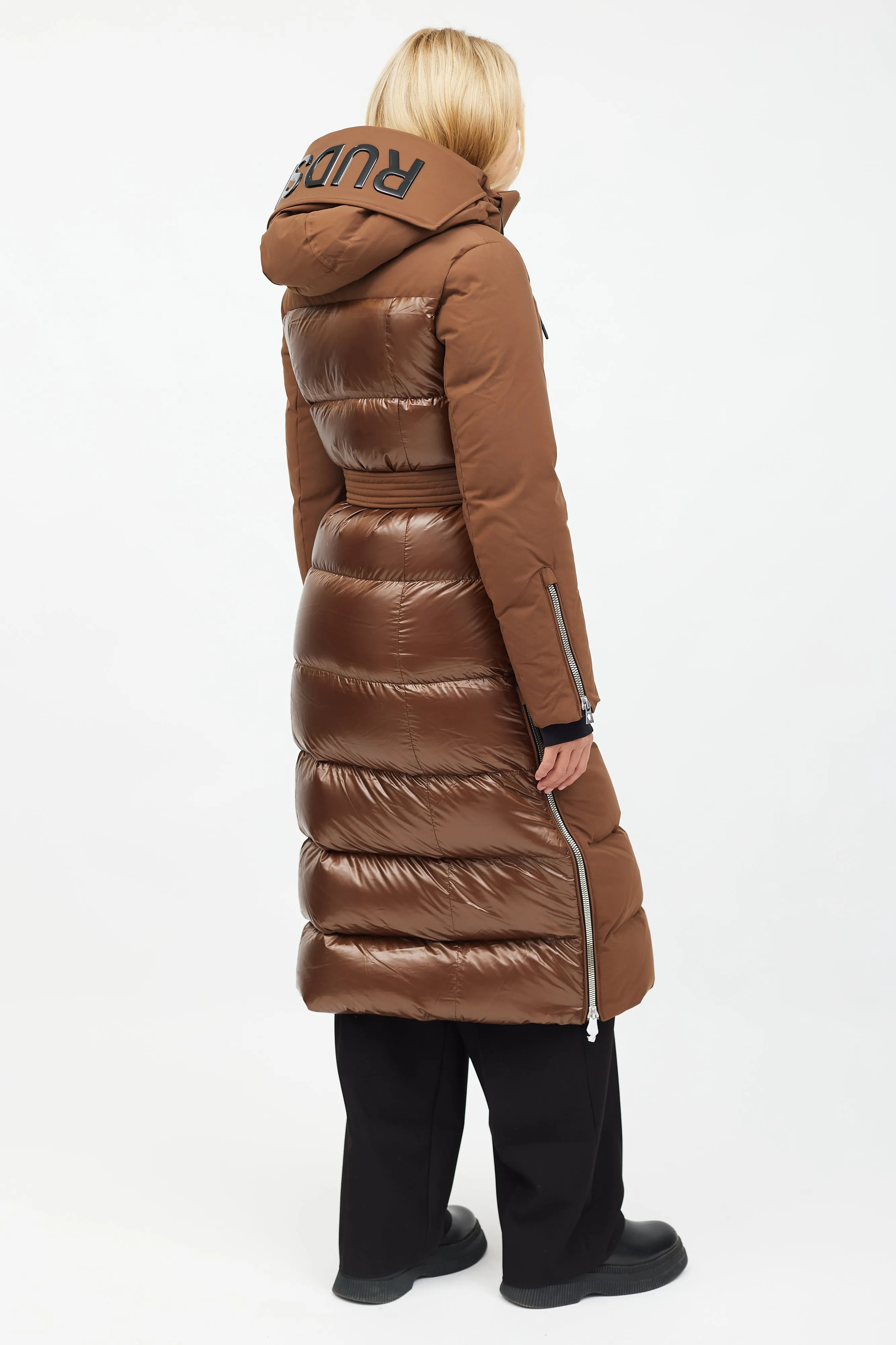 Brown Belted Long Puffer