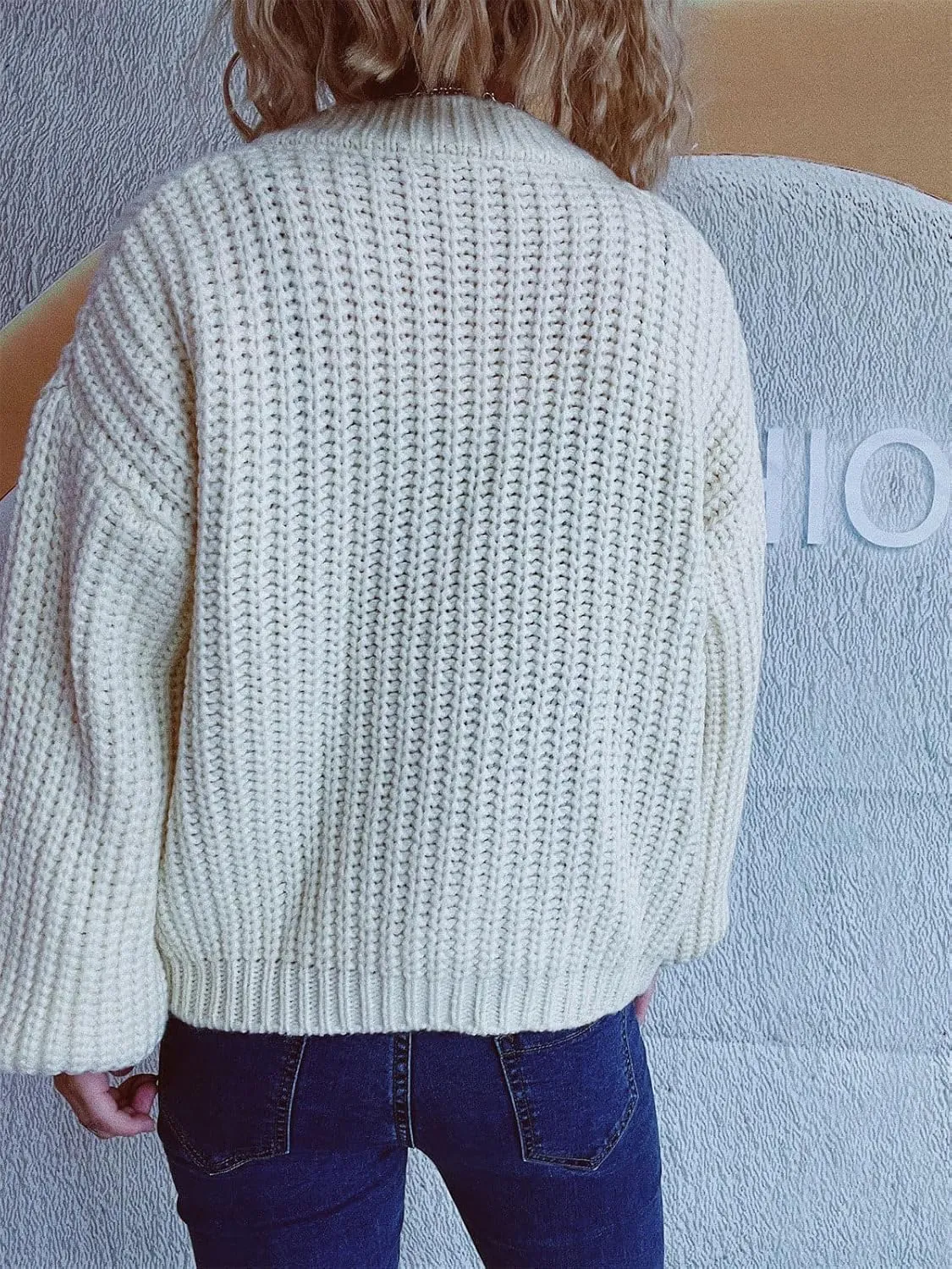 CHARTOU Women's Cable Knit Crop Button Up Sweater Short Chunky Open Front Cardigan Long Sleeve Outfits Fall