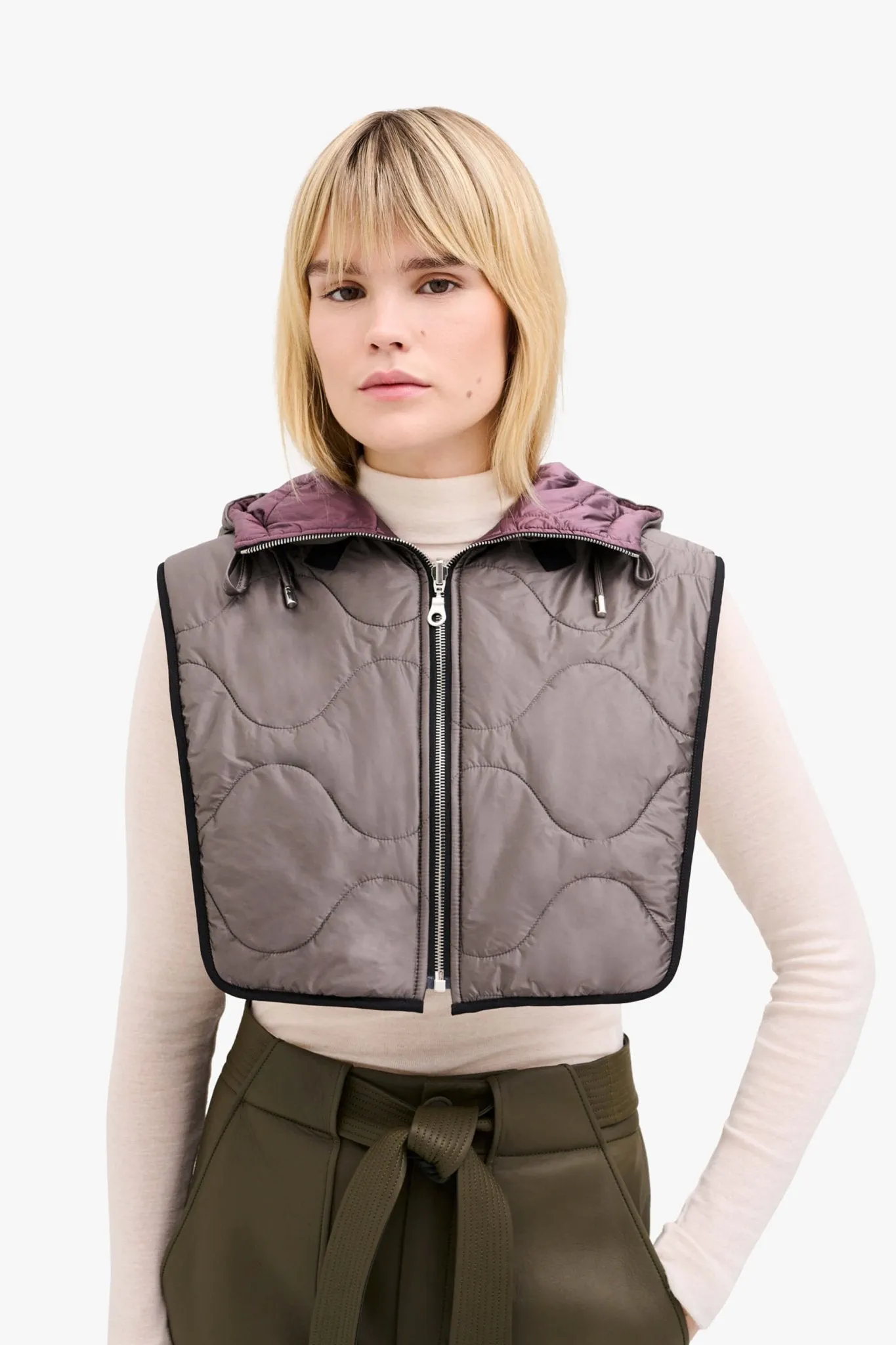 Elements Quilt Zip Hood - Granite / Amethyst