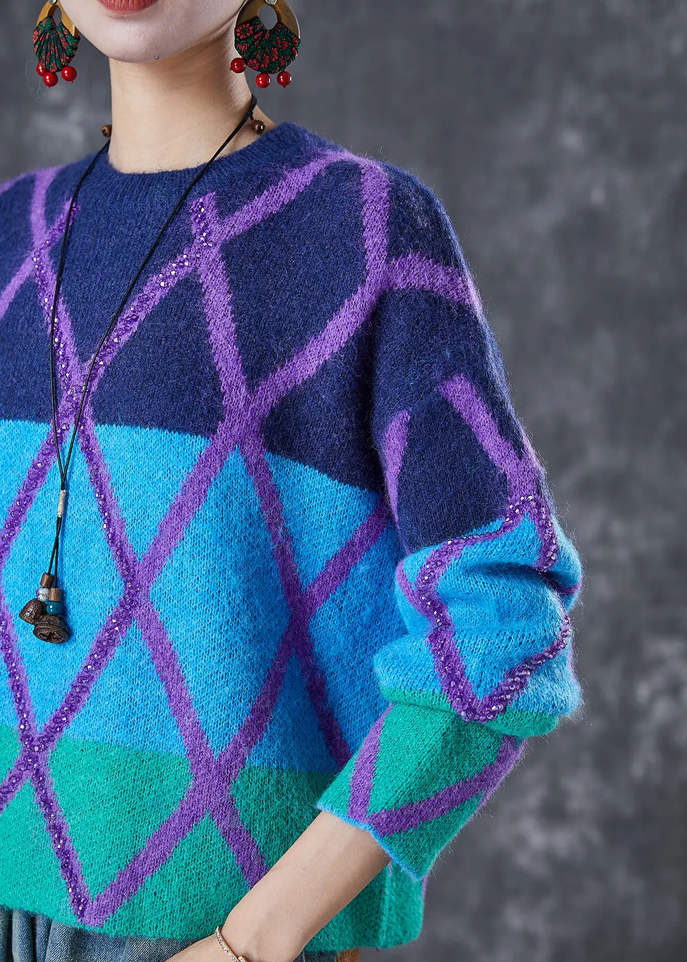 French Colorblock Oversized Thick Knit Sweaters Winter ML1764