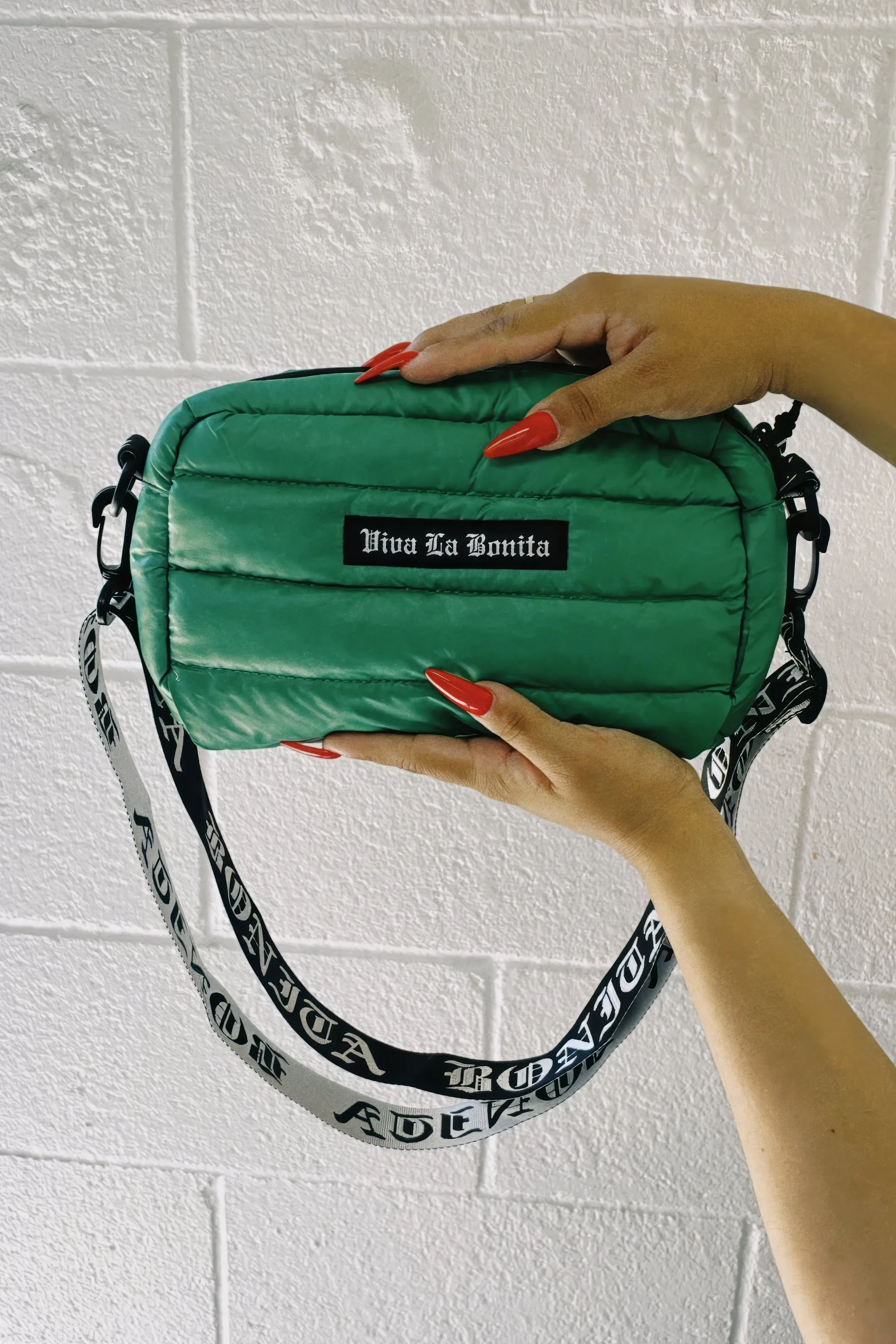GREEN BONITA PUFFER CROSSBODY BAG