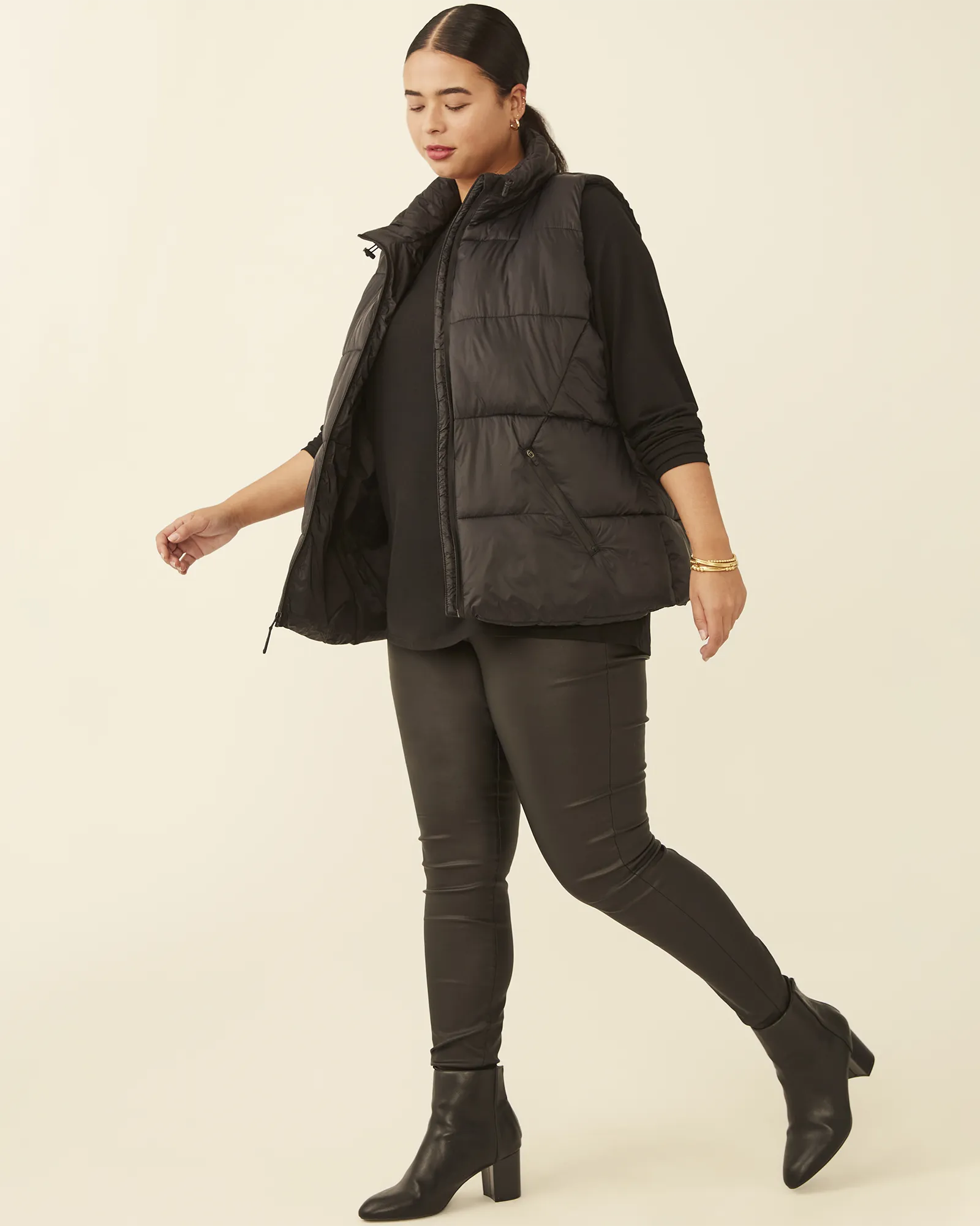 Iris Packable Puffer Vest | Black