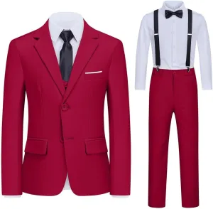 Kids Suits for Boys 7 Pieces Formal Suit Boys Dress Shirts Ring Bearer Outfit Slim Fit Dresswear Suit