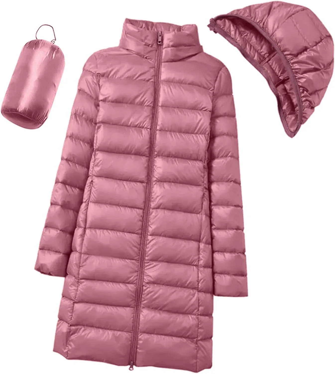 Long Puffer Jacket Women Packable Down Jacket Ultralight Parkas Jacket Maxi Water-Resistant Thicken Hooded Insulated Coat
