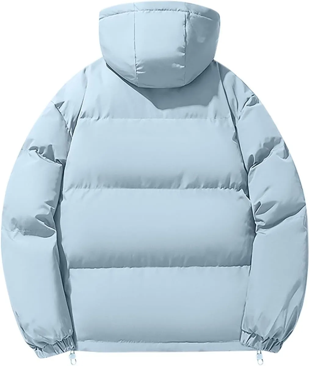 Men Winter Jacket Puffer Jackets Down Alternative Waterproof Bubble Coats Jackets Puffer With Hood Solid Warm Outwear