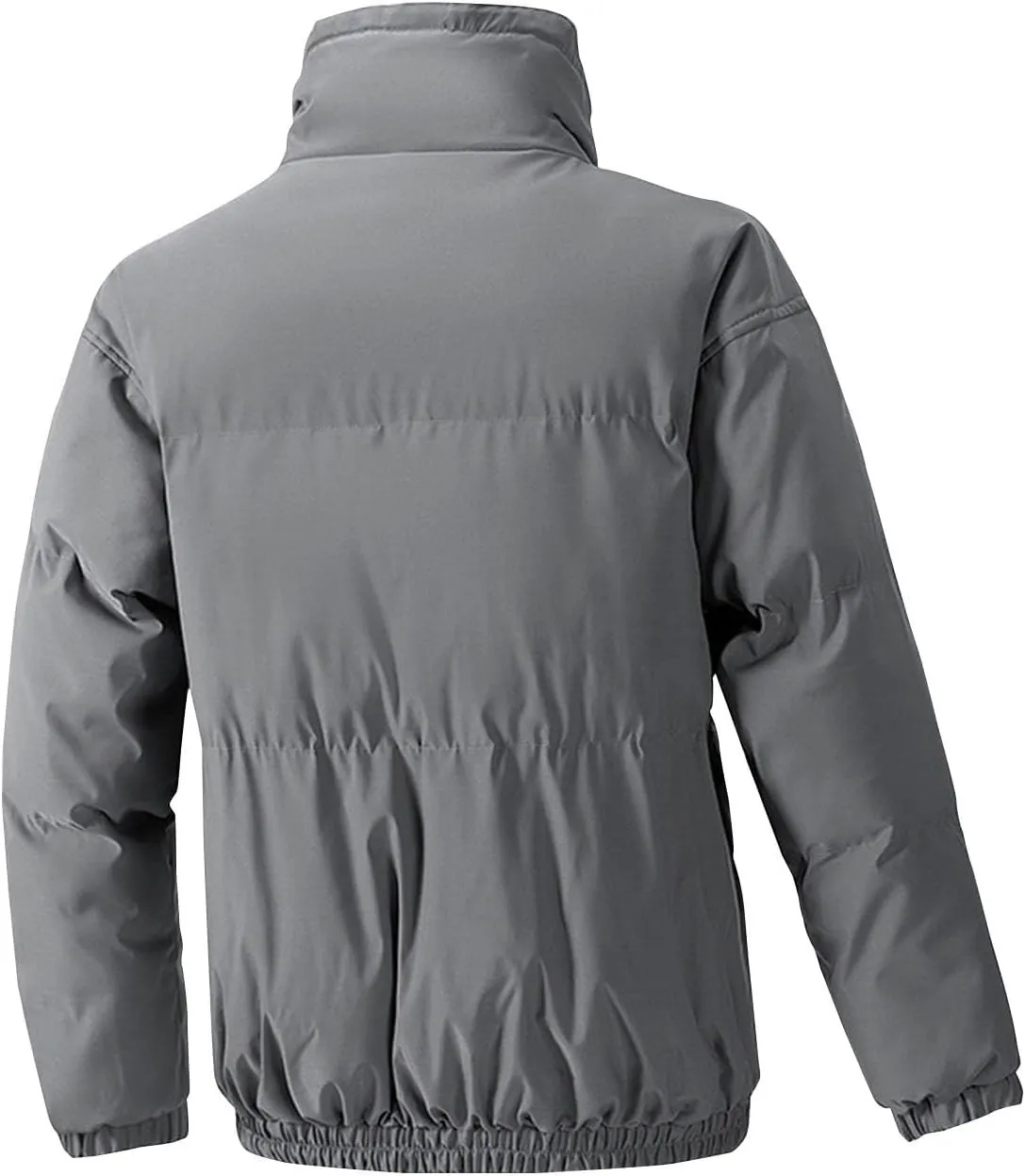 Men's Puffer Jacket Stand Collar Quilted Coat Windproof Down Jacket Zip up Insulated Jacket Warm Winter Coats