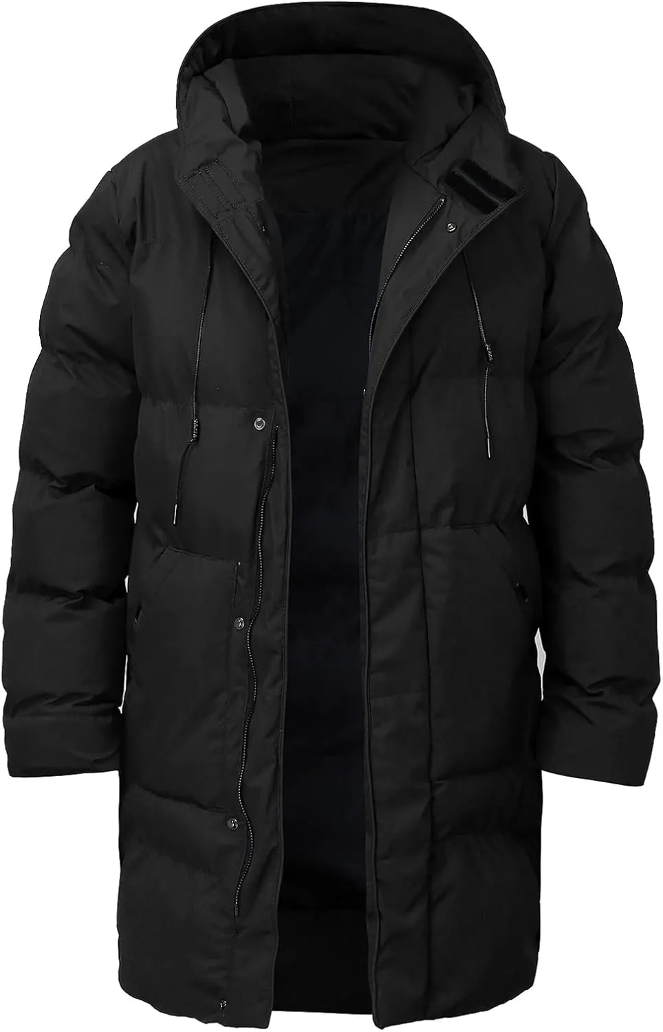 Mens Puffer Jacket with Hood, Gutori Men's Winter Down Coats Thicken Parkas Classic Zipper Padded Thermal Outwear