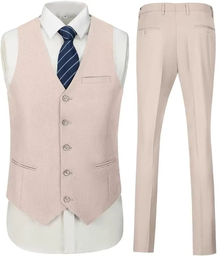 Mens Suits 3 Piece Slim Fit Double Breasted Suit Business Wedding Prom Tuxedo Solid Blazer Vest Pants Set