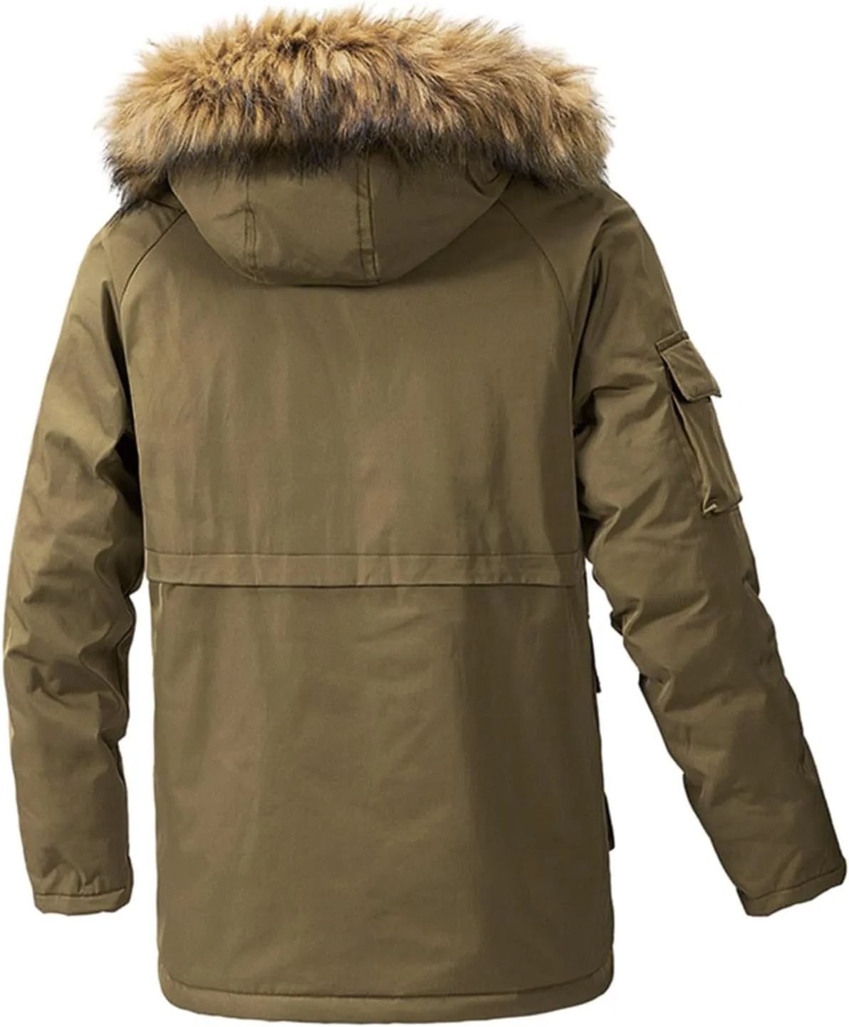 Men's Winter Jacket with Hood Sherpa Lined Full Zip Thermal Jackets Plus Size Padded Windproof Loose Outdoor Coat with Pocket