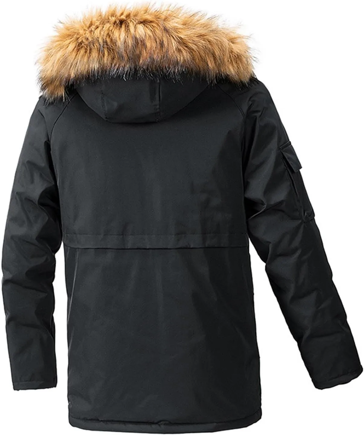 Men's Winter Jacket with Hood Sherpa Lined Full Zip Thermal Jackets Plus Size Windproof Padded Loose Outdoor Coat with Pocket