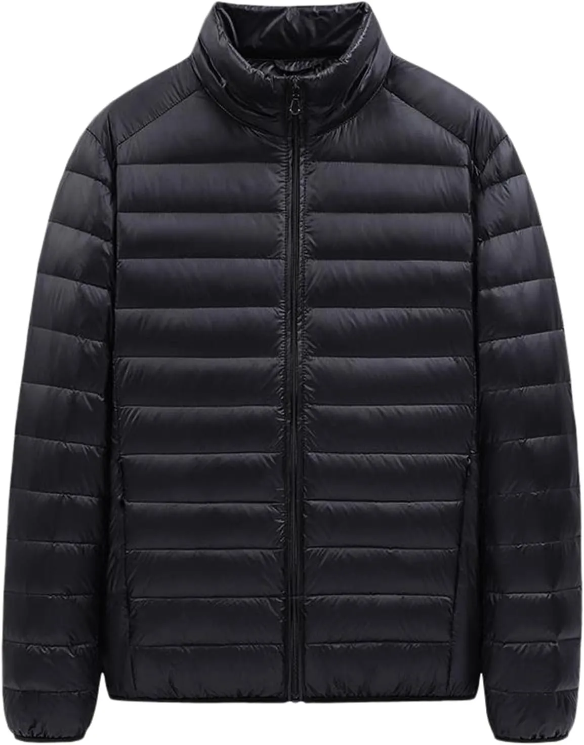 Mens Winter Lightweight Down Jacket Plus Size Packable Insulated Puffer Jackets Casual Full Zip Puffy Fleece Quilted Coats