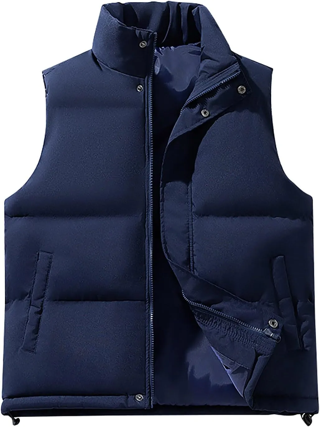 Men's Winter Lightweight Puffer Vest Big And Tall Sleeveless Down Jacket Casual Stand Collar Warm Outwear Vest Coat