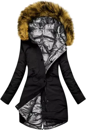 Parkas for Women Winter Warm Down Jackets Long Quilted Coat Casual Puffer Jacket Zip Up Thicken Outwear with Fur Hood