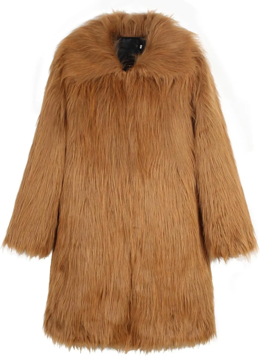 QWENTMTNTY Men's Stylish Fur Coat Winter Fluffy Faux Mink Thick Cardigan Jackets Shearling Lined Lightweight Coats Overcoat