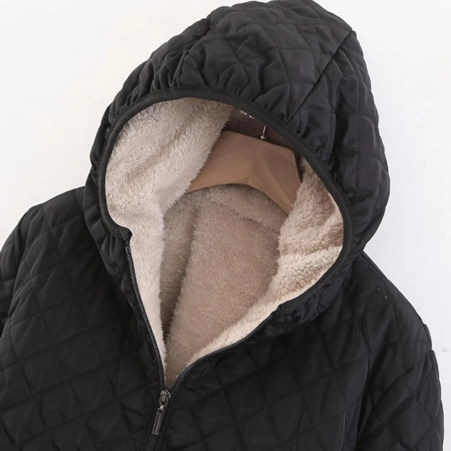 SHAOBGE Wool for Women Womens Fashion Casual Check Fleece Hooded Solid Color Long Sleeve Loose Warm Cotton Coat Coats
