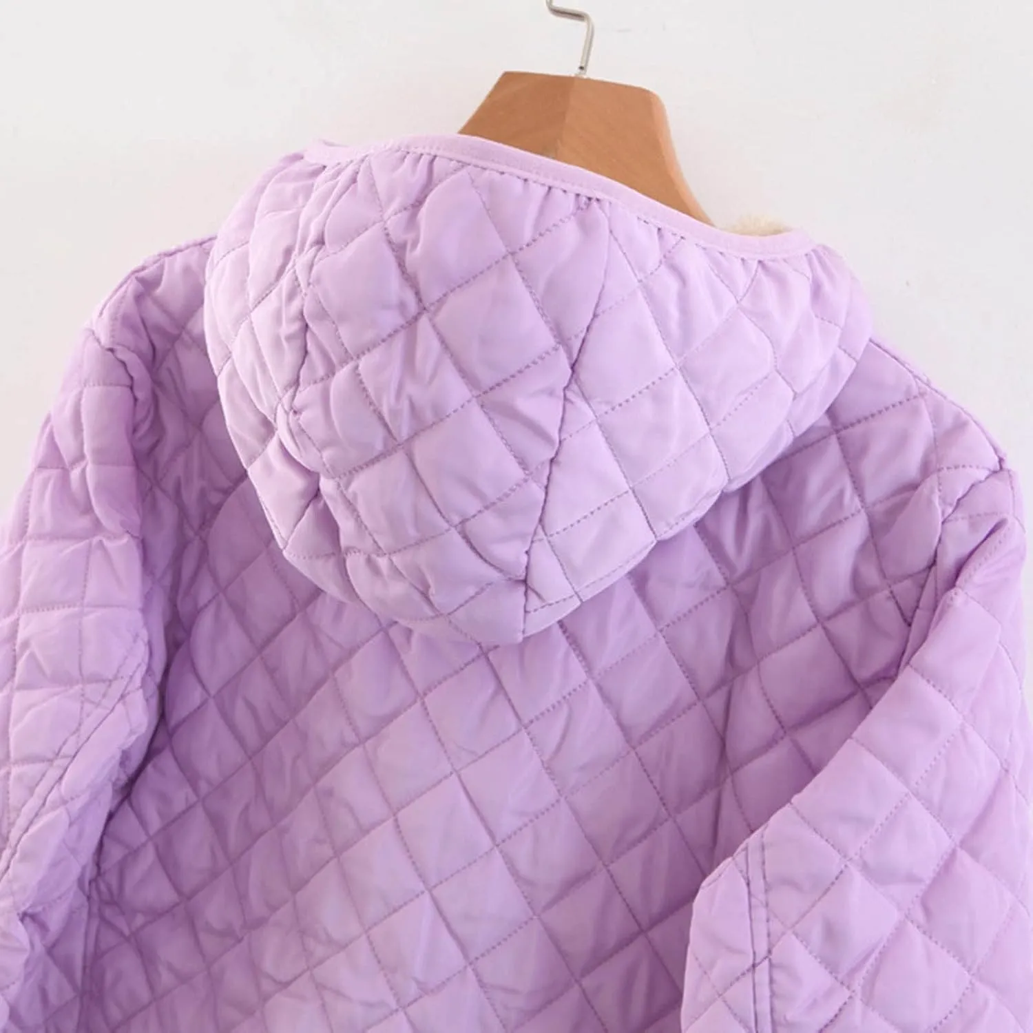 SHAOBGE Wool for Women Womens Fashion Casual Check Fleece Hooded Solid Color Long Sleeve Loose Warm Cotton Coat Coats