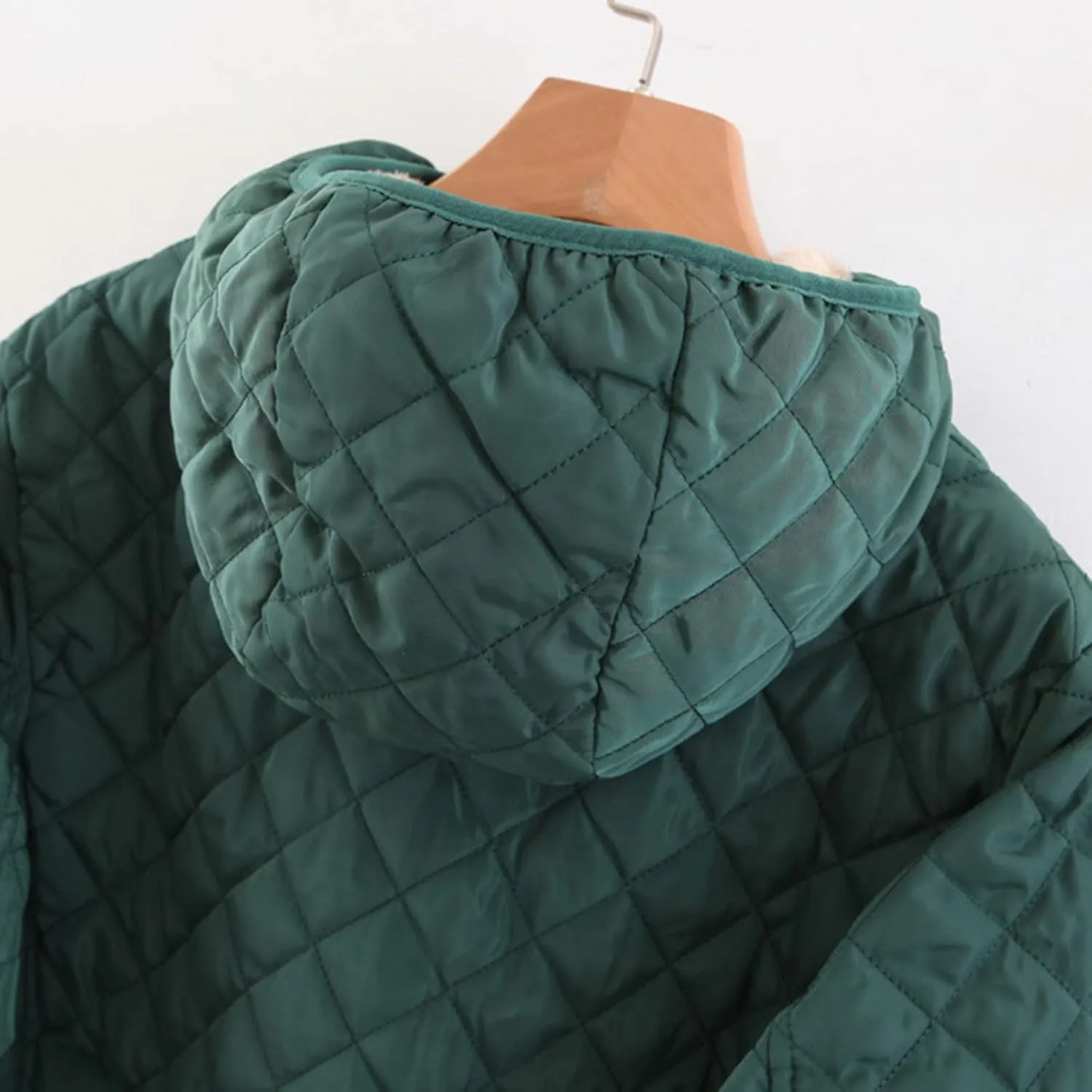 SHAOBGE Wool for Women Womens Fashion Casual Check Fleece Hooded Solid Color Long Sleeve Loose Warm Cotton Coat Coats
