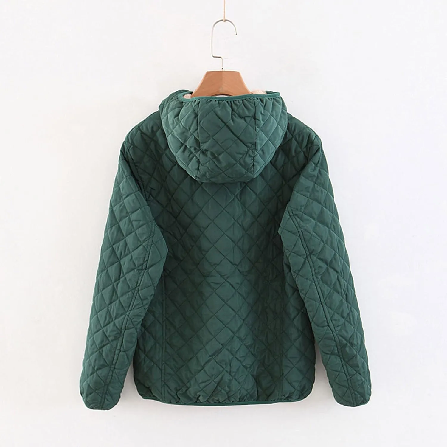 SHAOBGE Wool for Women Womens Fashion Casual Check Fleece Hooded Solid Color Long Sleeve Loose Warm Cotton Coat Coats
