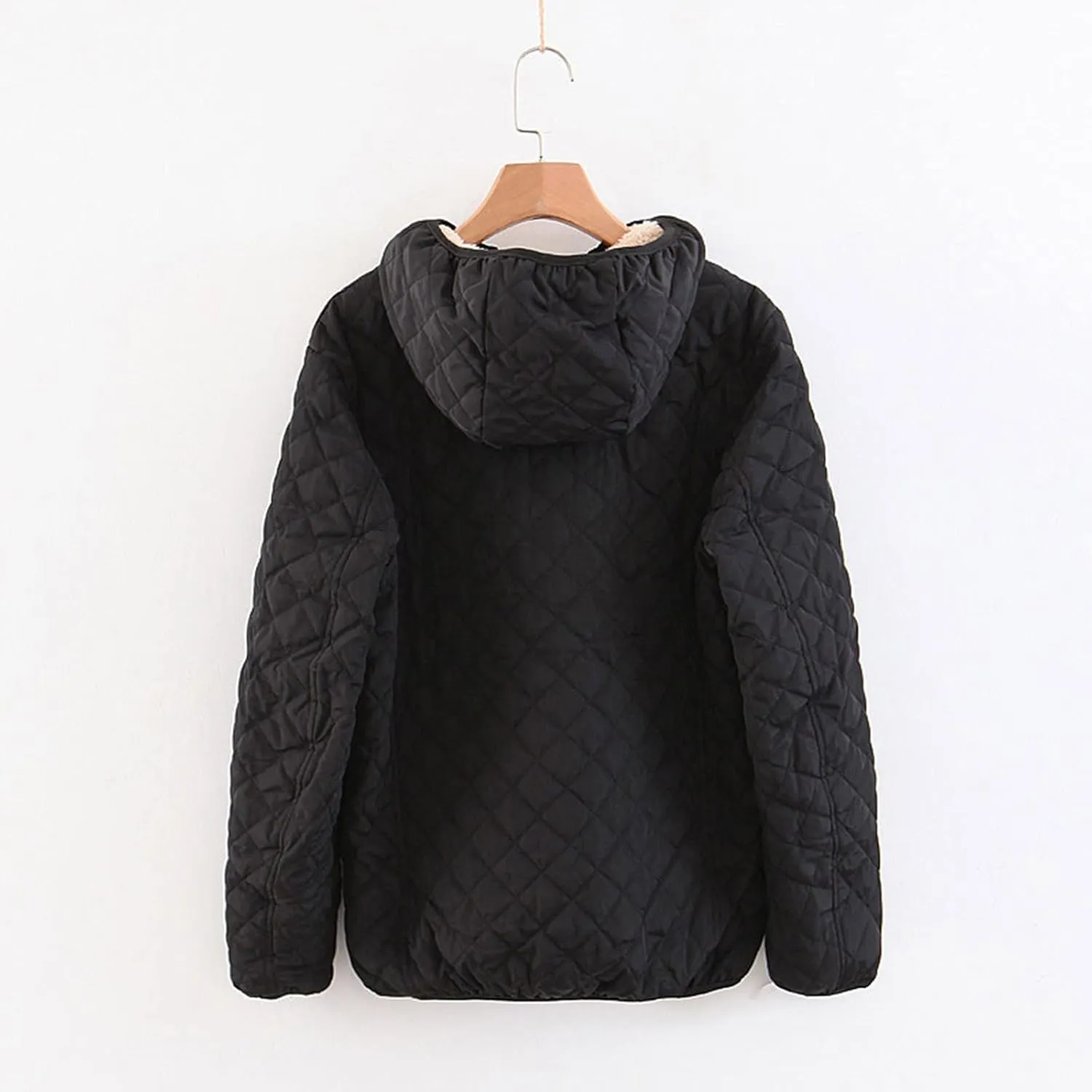 SHAOBGE Wool for Women Womens Fashion Casual Check Fleece Hooded Solid Color Long Sleeve Loose Warm Cotton Coat Coats
