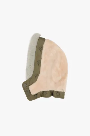 Shearling Quilt Hood - Blush / Burnt Orange