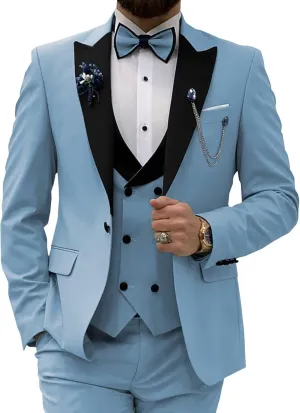 SHUZHXLZANGY Men's 3 Piece Wedding Tuxedo for Men Slim Fit Double Breasted Suit Men Prom Suits