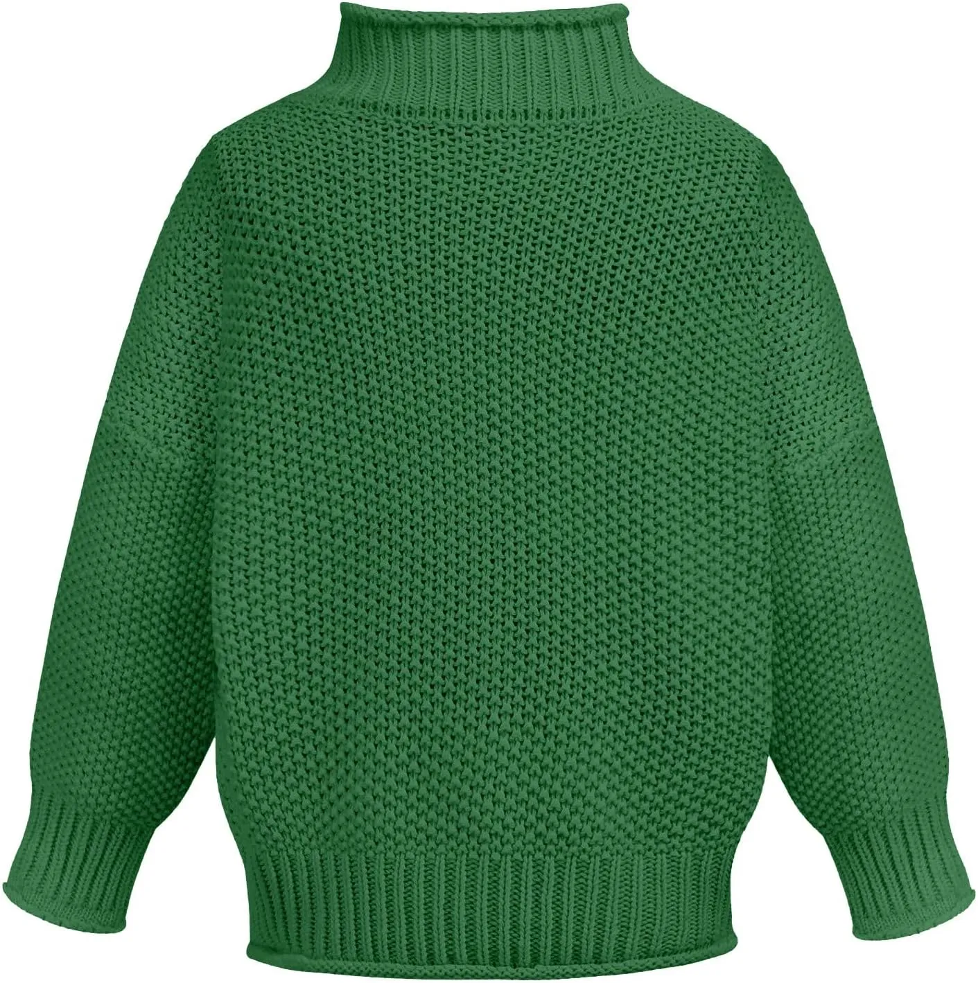 Turtleneck Sweater Womens 2024 Turtleneck Batwing Sleeve Loose Oversized Chunky Knitted Pullover Sweater Jumper Tops