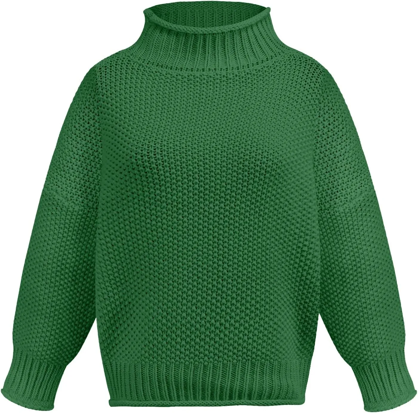 Turtleneck Sweater Womens 2024 Turtleneck Batwing Sleeve Loose Oversized Chunky Knitted Pullover Sweater Jumper Tops