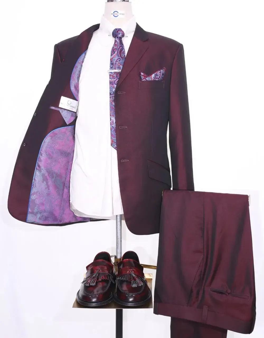 Wine And Black Two Tone Tonic Suit