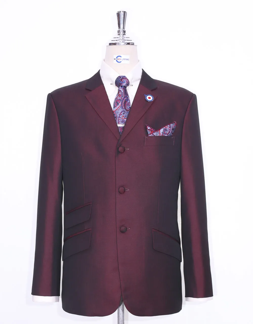 Wine And Black Two Tone Tonic Suit