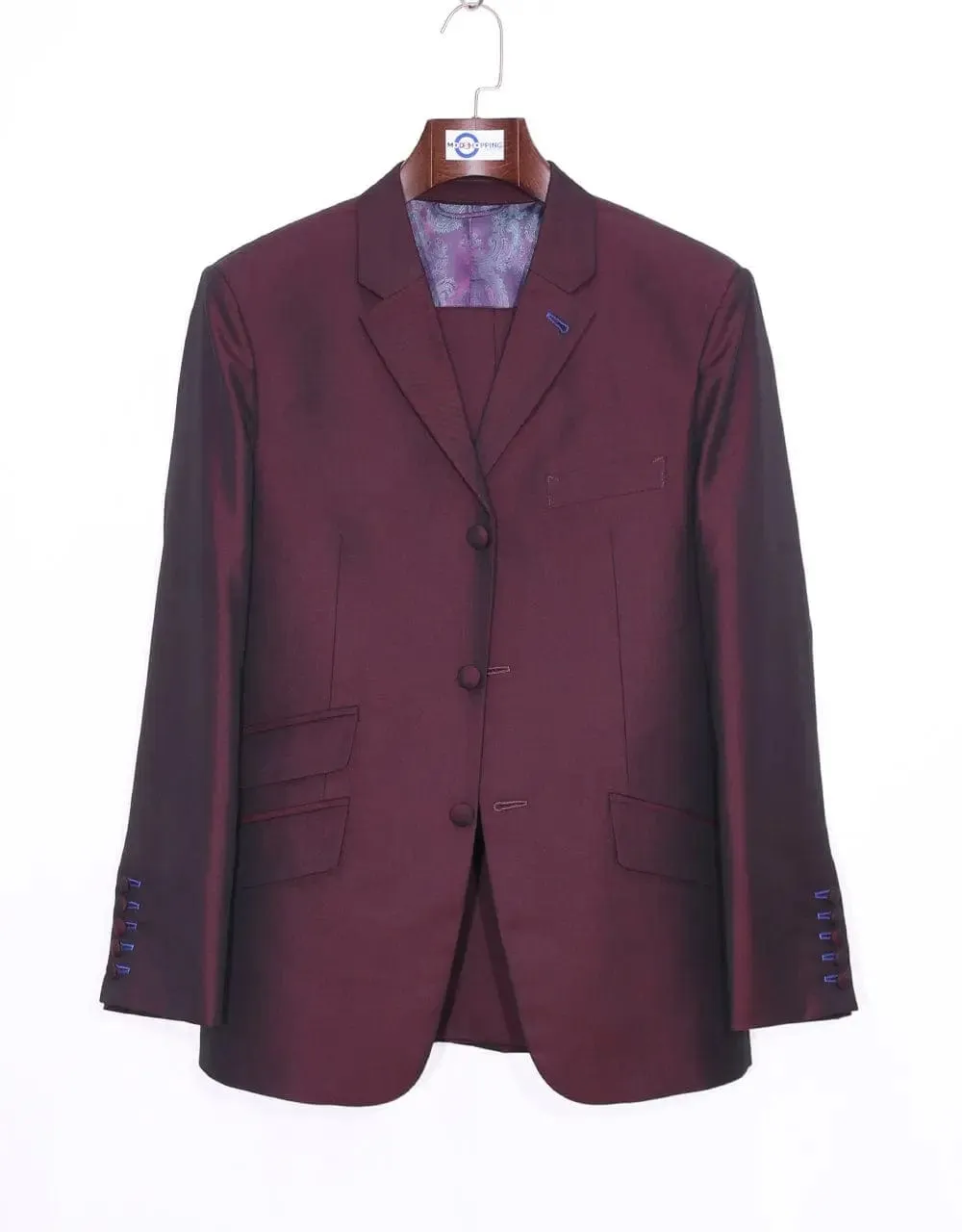 Wine And Black Two Tone Tonic Suit
