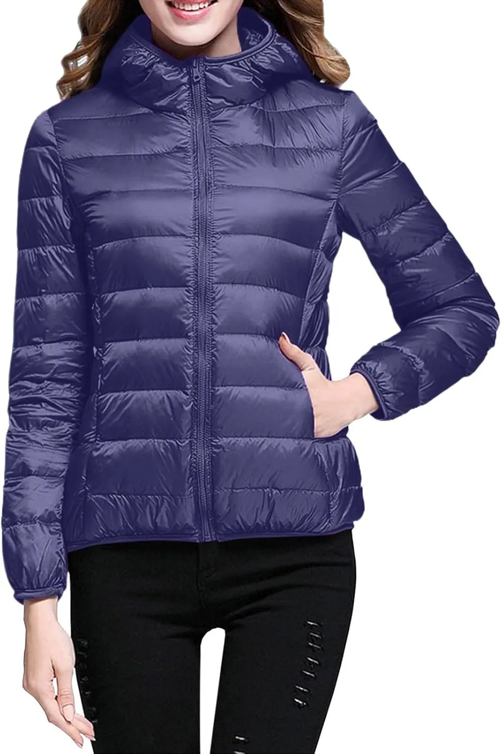 Women Coats Winter Packable Puffer Jacket Down Puffy Coat Hooded Zip Lightweight Warm Bubble Jackets Short 2024 Fall