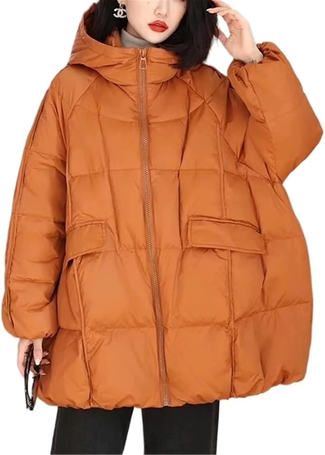 Women's Duck Down Jacket Hooded Autumn Winter Warm Oversize Puffer Coat Casual Loose Thick Parkas Female Outwear