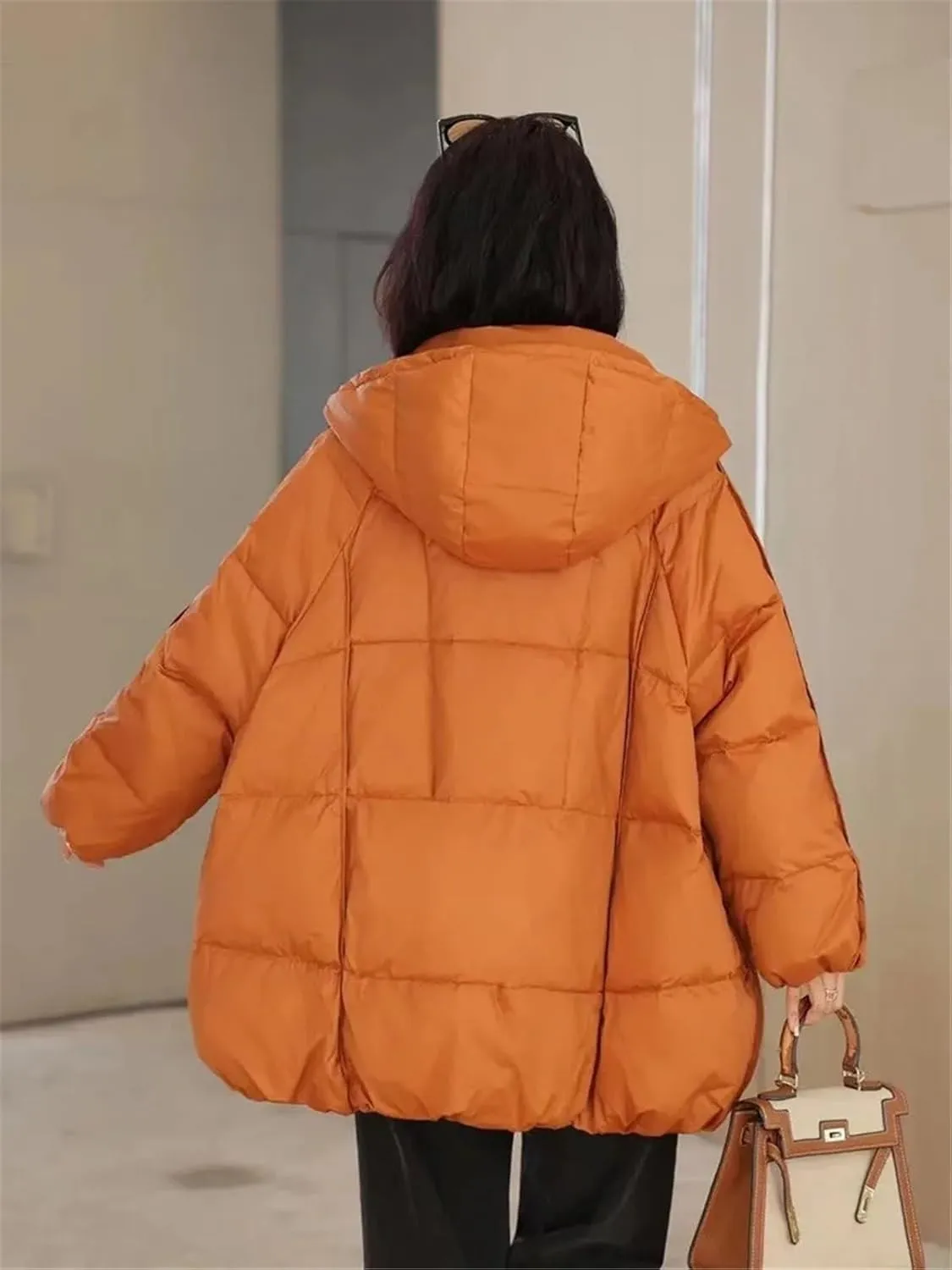 Women's Duck Down Jacket Hooded Autumn Winter Warm Oversize Puffer Coat Casual Loose Thick Parkas Female Outwear