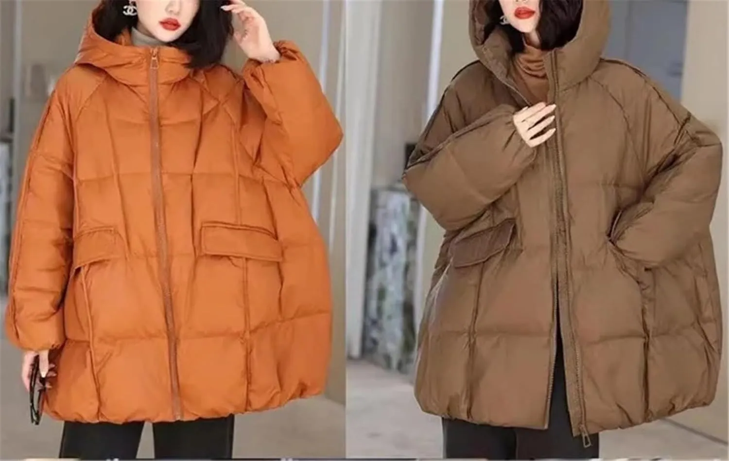 Women's Duck Down Jacket Hooded Autumn Winter Warm Oversize Puffer Coat Casual Loose Thick Parkas Female Outwear
