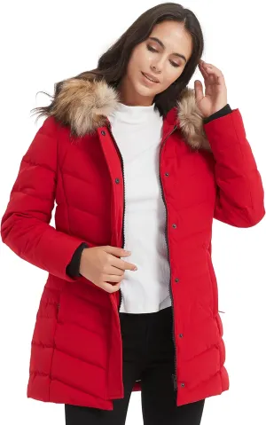 Women's Duck Down Long Parka Winter Jacket Warm Parka Down Coat with Fur Hood Puffer Jacket