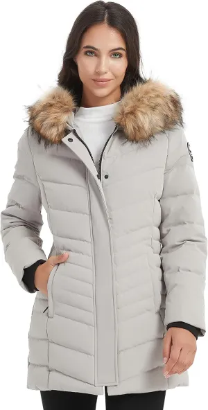 Women's Duck Down Long Parka Winter Jacket Warm Parka Down Coat with Fur Hood Puffer Jacket