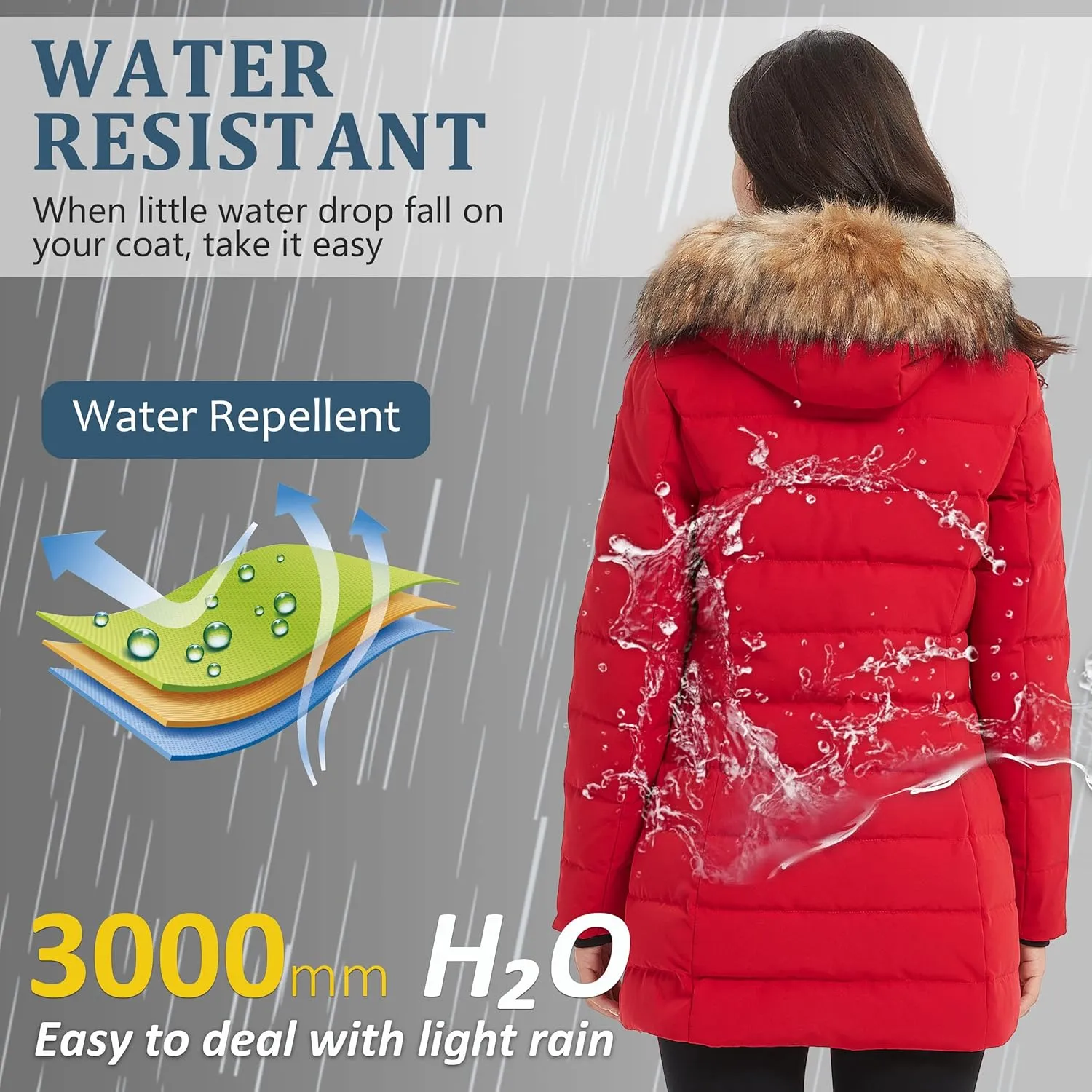 Women's Duck Down Long Parka Winter Jacket Warm Parka Down Coat with Fur Hood Puffer Jacket