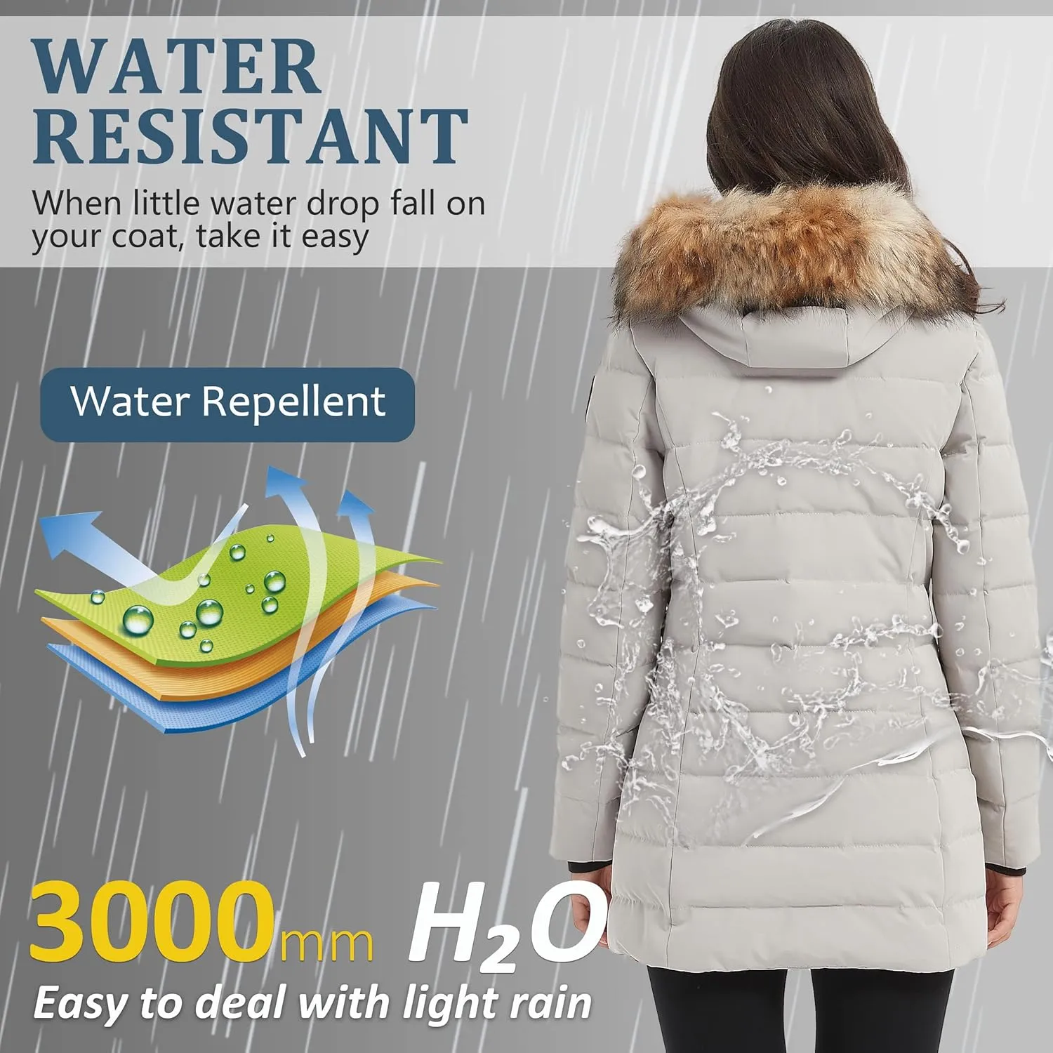 Women's Duck Down Long Parka Winter Jacket Warm Parka Down Coat with Fur Hood Puffer Jacket