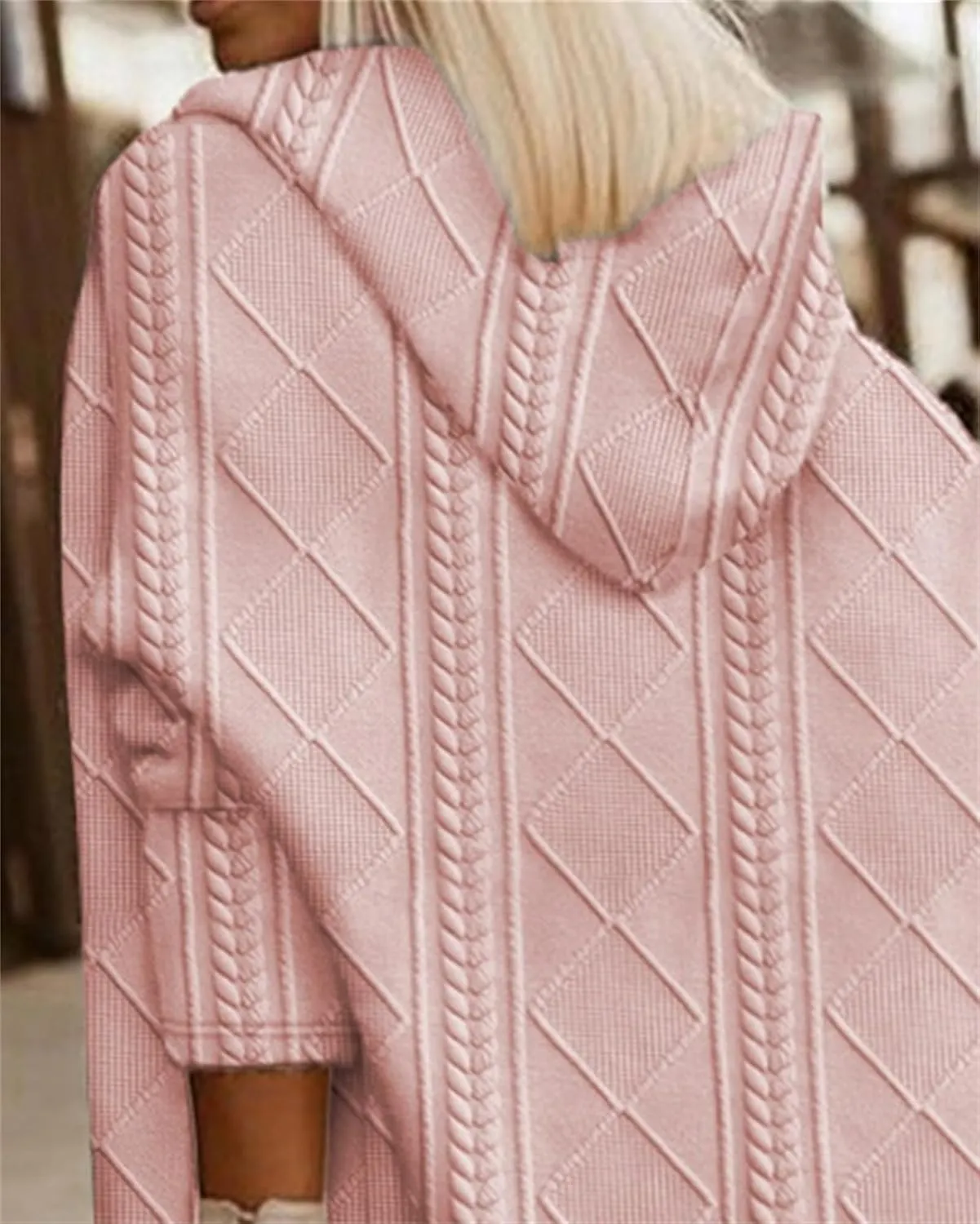 Women's Long Cardigan Sweaters 2023 Fall Winter Oversized Cable Knit Hooded Sweater Coats Casual Loose Trench Coats