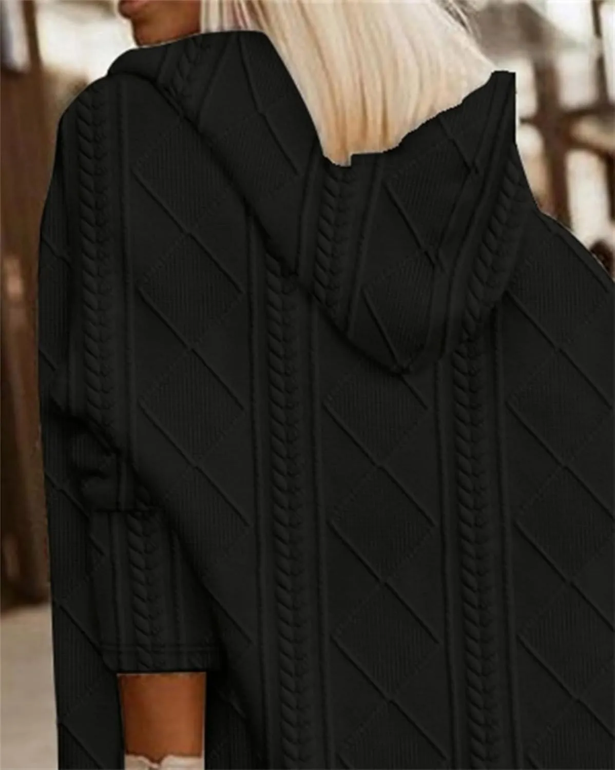 Women's Long Cardigan Sweaters 2023 Fall Winter Oversized Cable Knit Hooded Sweater Coats Casual Loose Trench Coats