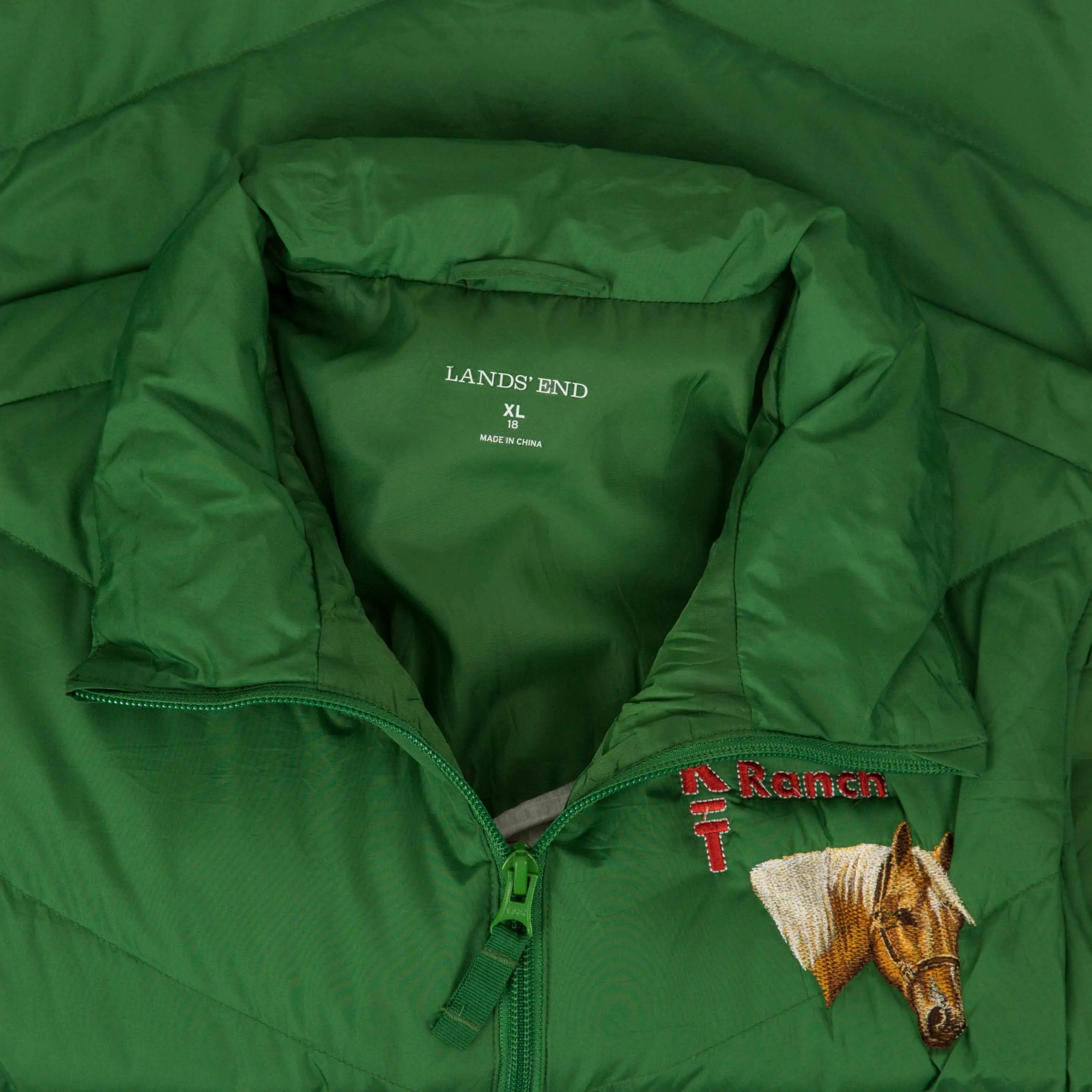 WOMEN'S VINTAGE HORSE EMBROIDERED PUFFER GILET JACKET - X-LARGE