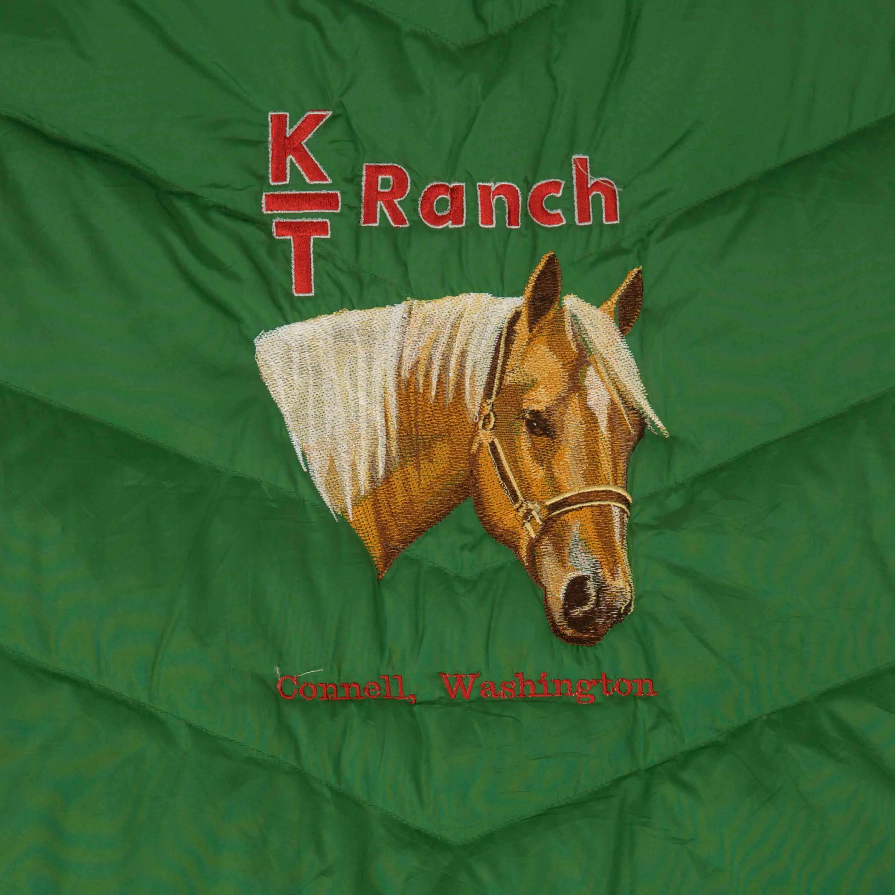 WOMEN'S VINTAGE HORSE EMBROIDERED PUFFER GILET JACKET - X-LARGE